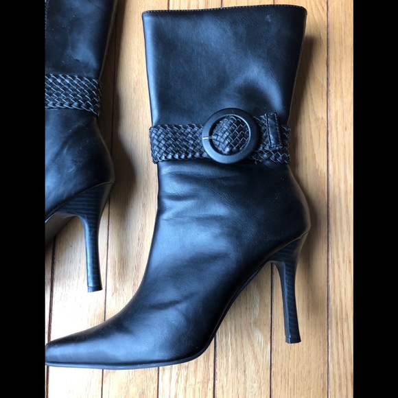 Sexy black boots size 7.5/8 EU size 38 stiletto Marie Claire zipper maybe broken - Picture 3 of 15